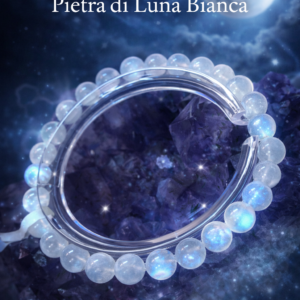 Bracciale in pietra di luna bianca naturale con riflesso azzuro