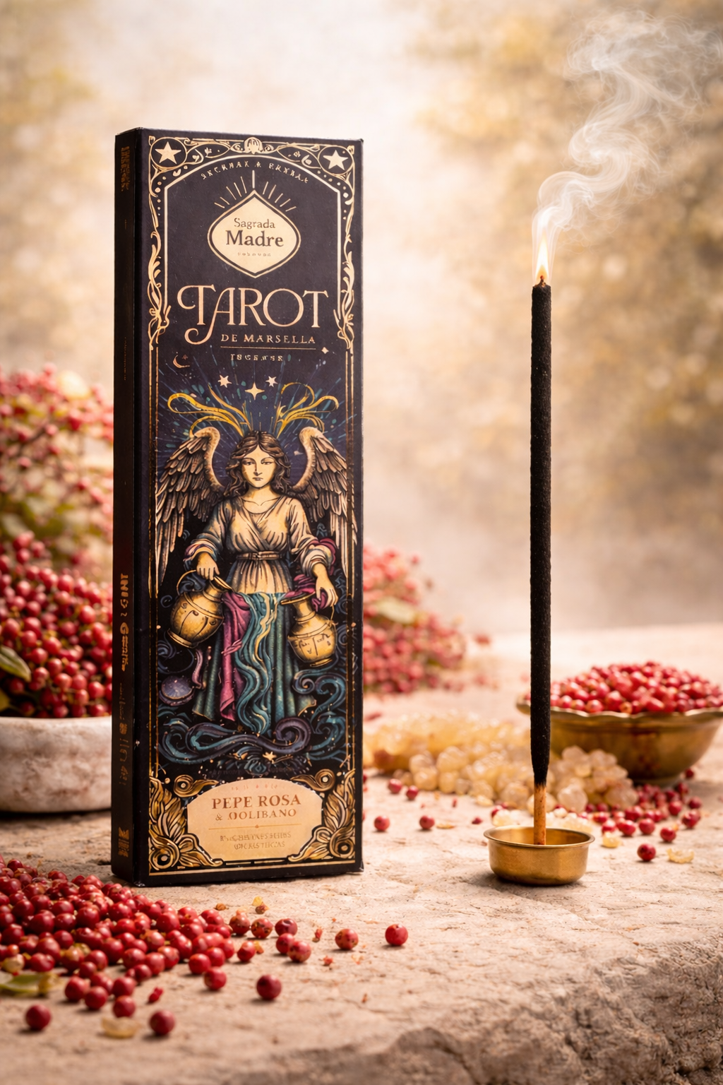 incenso sagrada madre tarot pepe rosa olibano acceso energia vitalità purificazione ambiente